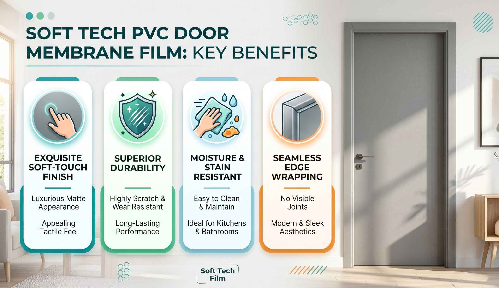 Soft Tech PVC Door Membrane Film – Modern Surface Solution for Stylish Interiors
