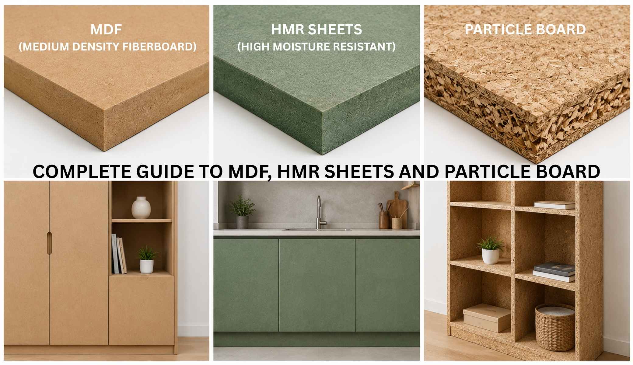 Difference Between MDF, HMR Sheets and Particle Board