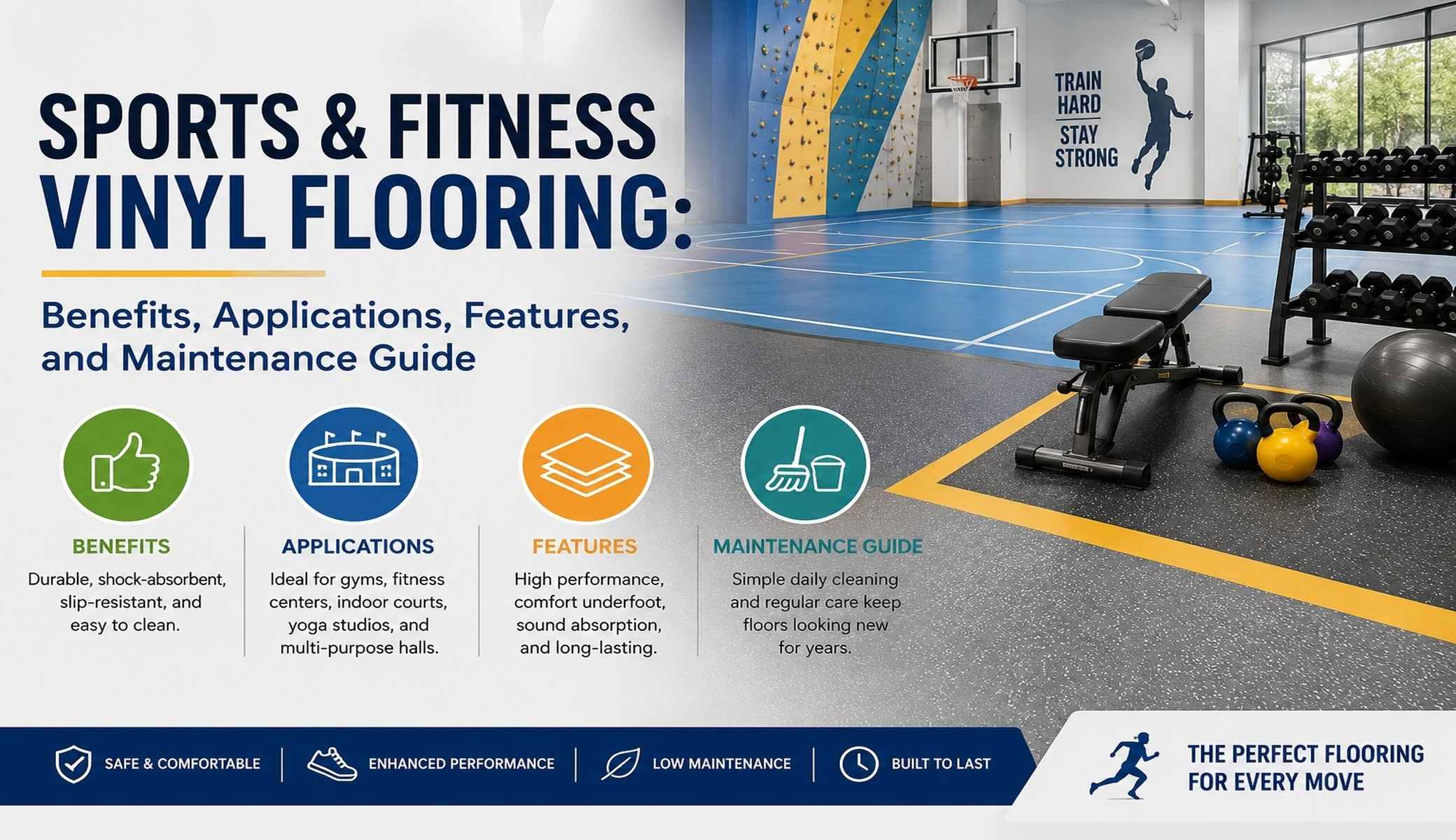 Sports & Fitness Vinyl Flooring: Benefits, Applications, Features, and Maintenance Guide