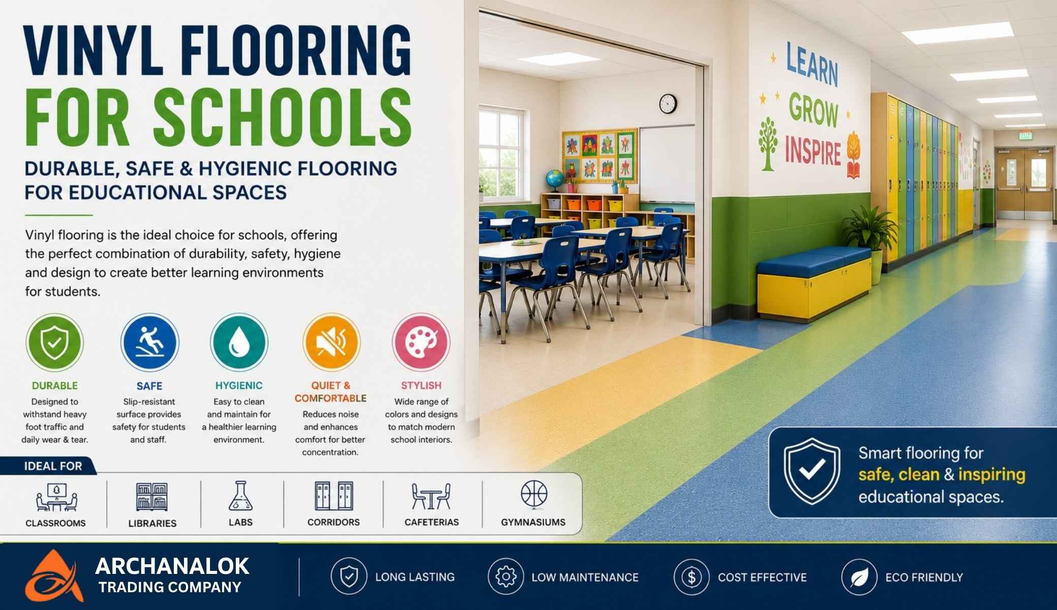 Vinyl Flooring for Schools: Durable, Safe & Hygienic Flooring for Educational Spaces
