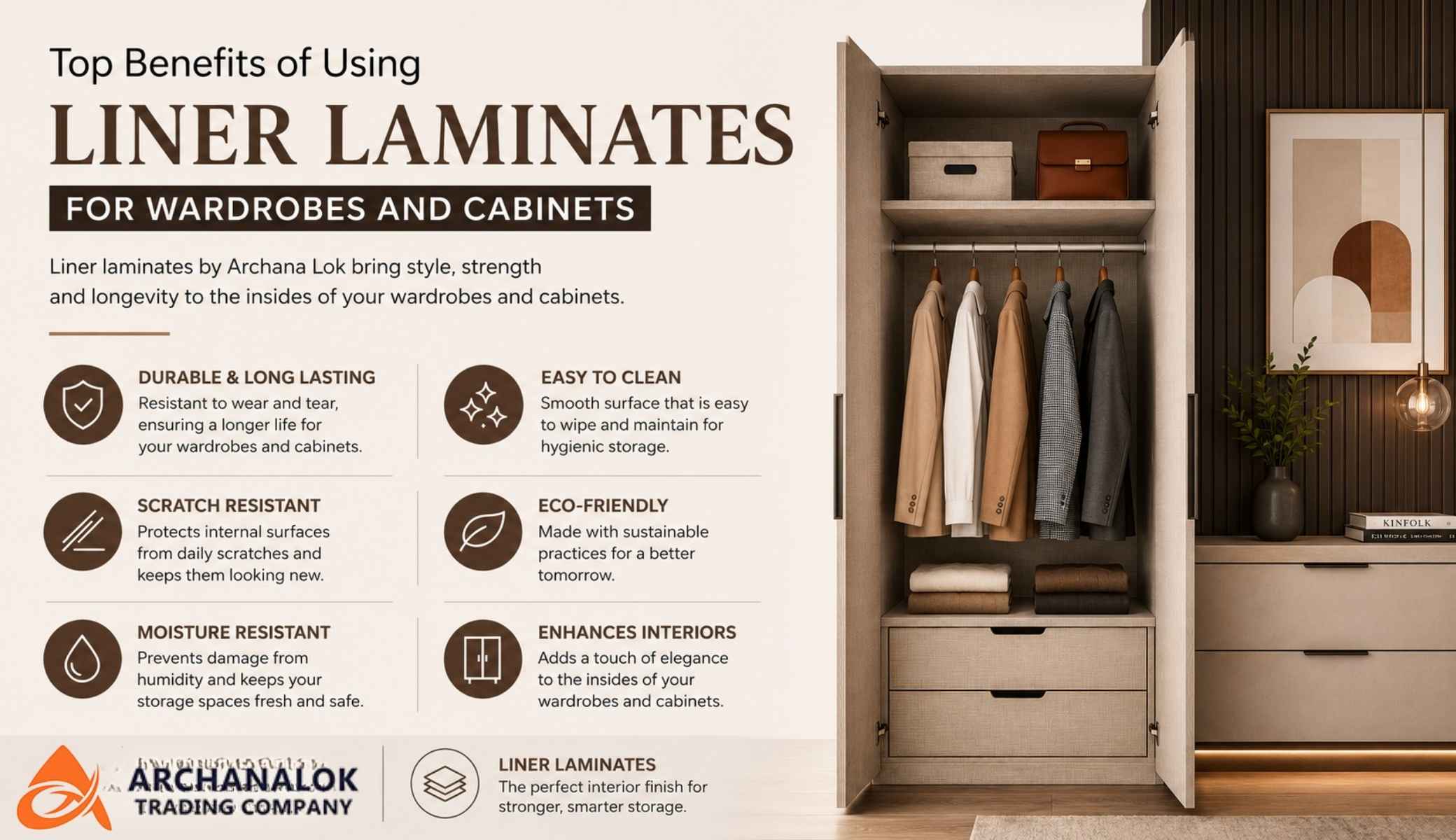Top Benefits of Using Liner Laminates for Wardrobes and Cabinets